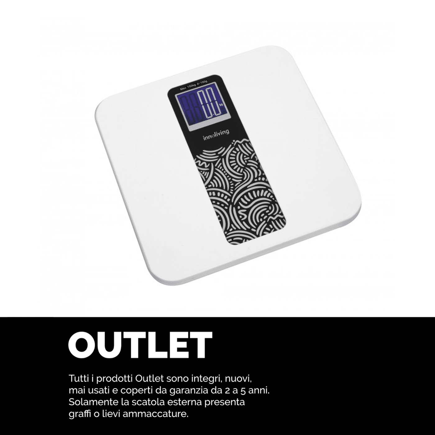 Bilancia Pesapersone Digitale plastica e vetro ampio display, Innoliving INN-147