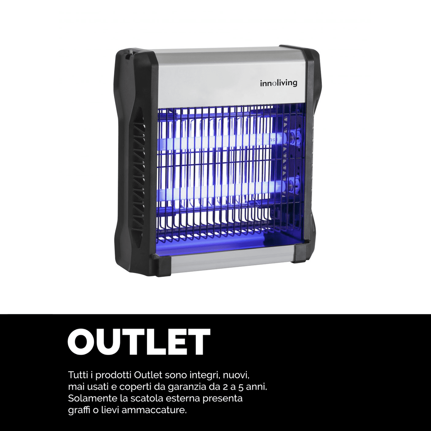 Zanzariera elettrica alluminio vaschetta removibile facile da pulire, Innoliving INN-193
