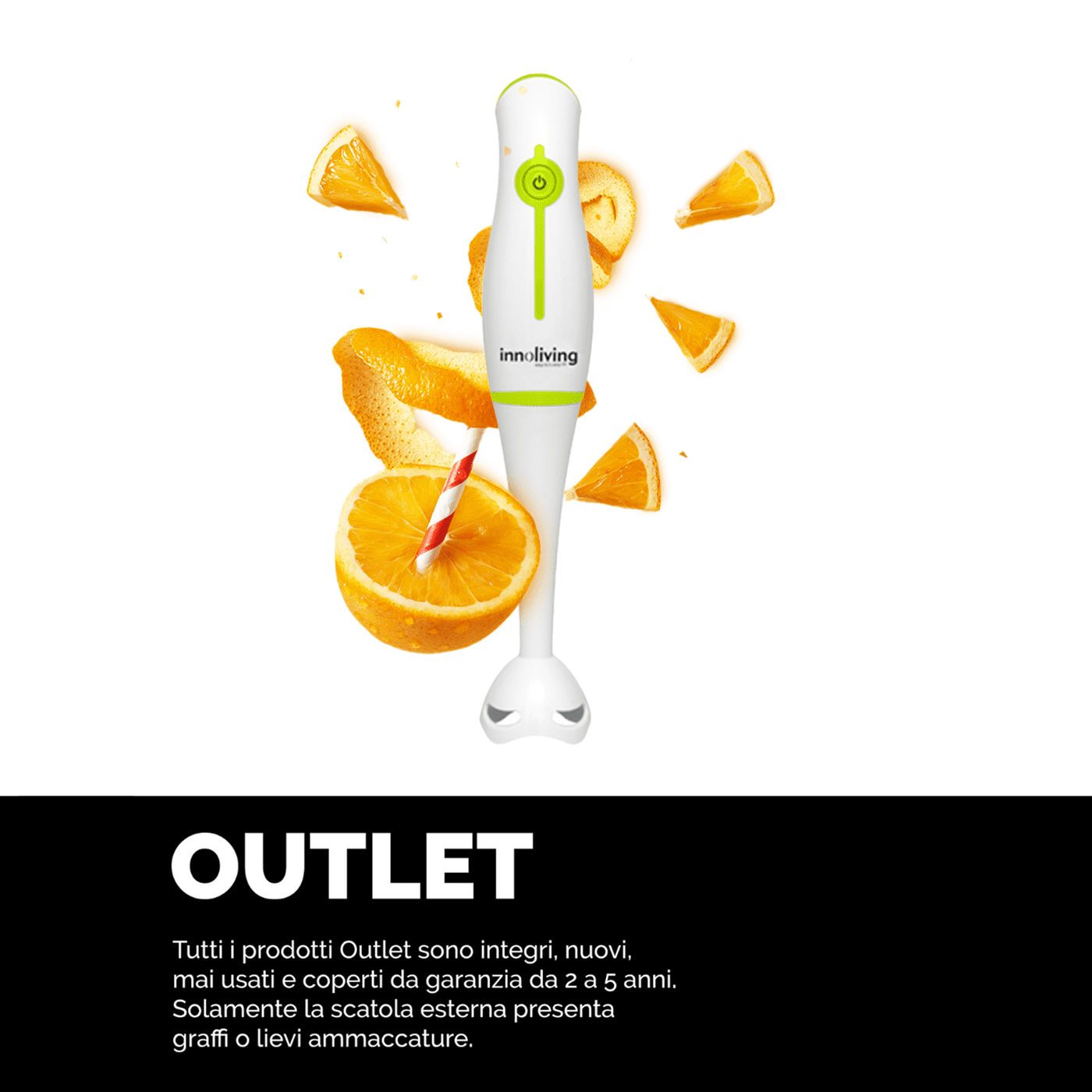 Frullatore ad immersione lame in acciaio inox gancio per appendere, Innoliving INN-705