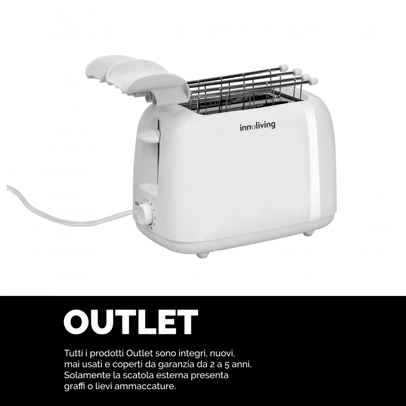 Tostapane con pinze 2 scomparti 6 livelli vassoio raccoglibriciole, Innoliving INN-742