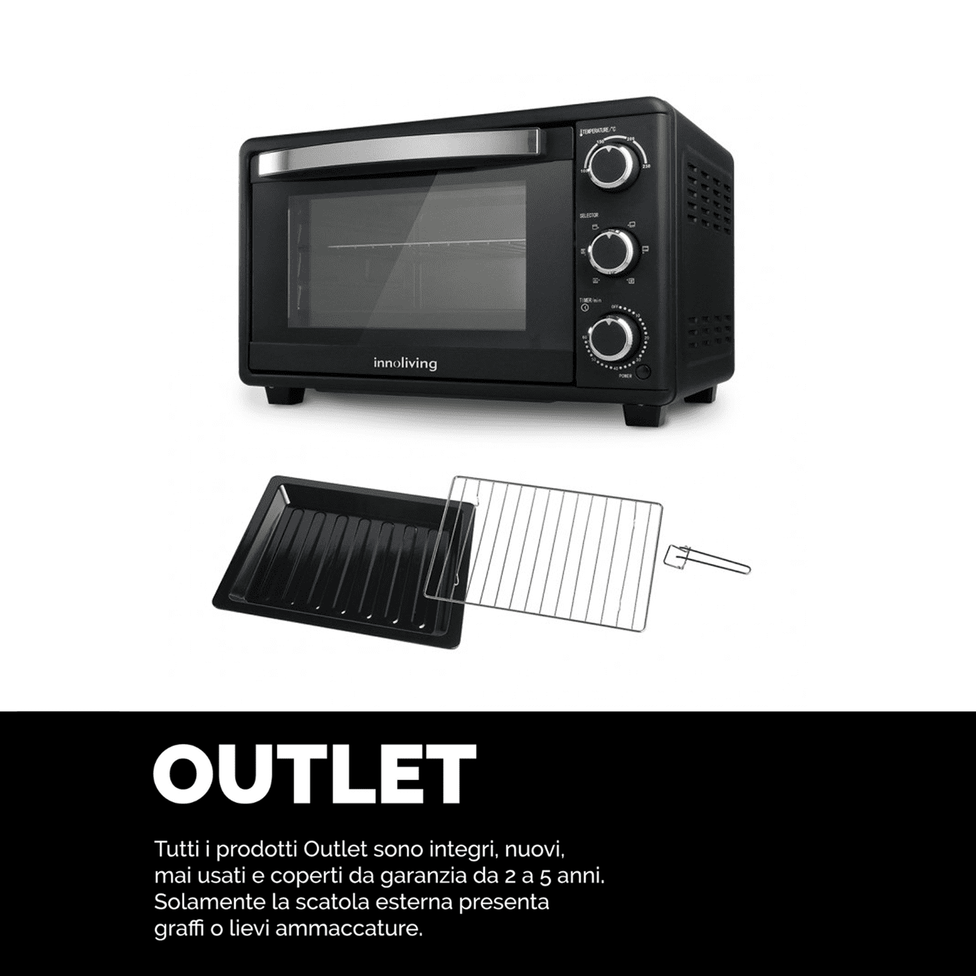 Forno Elettrico 25 Litri con Ventilazione Luce Interna 1500W, Innoliving INN-791