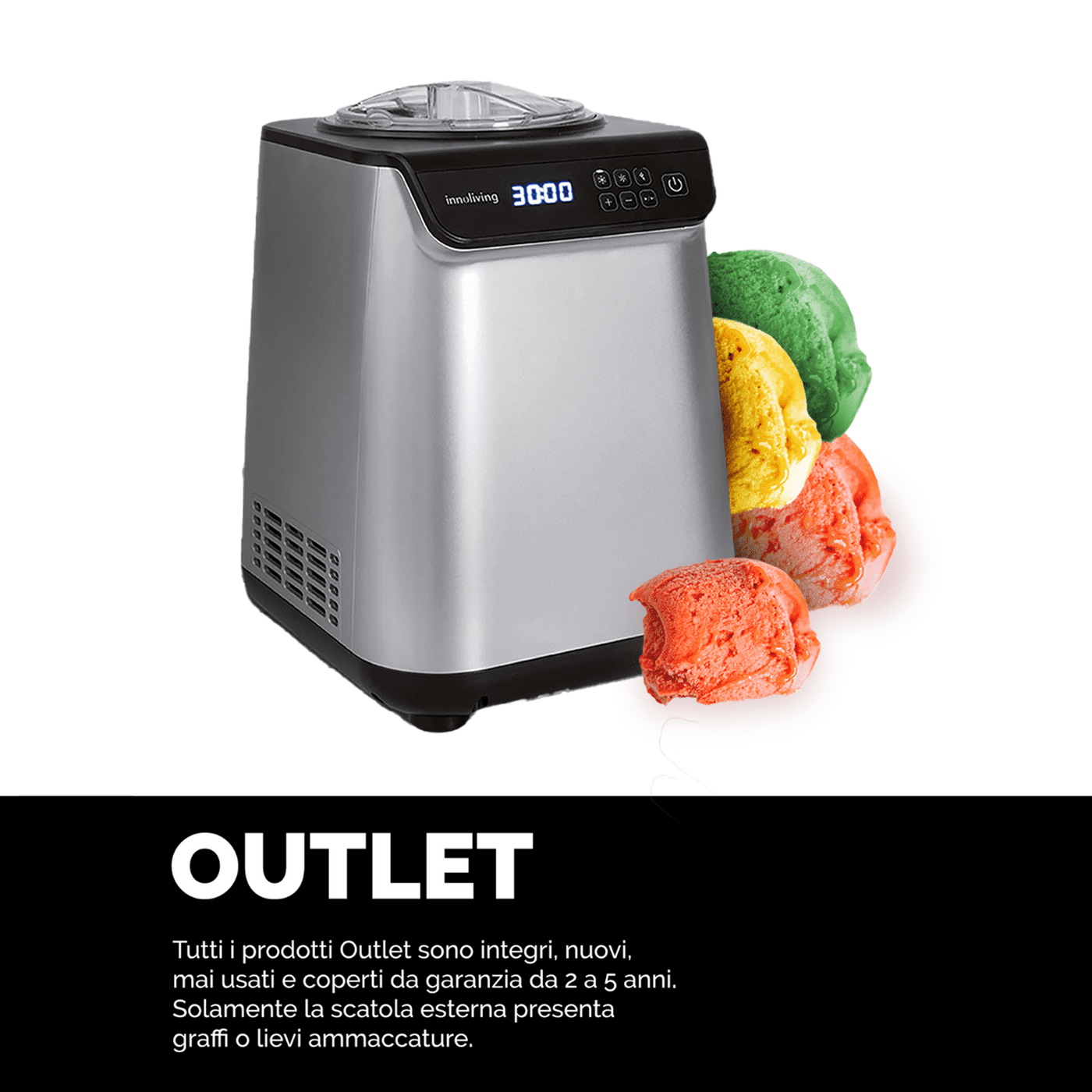 Macchina per gelato con compressore cestello estraibile, Innoliving INN-850