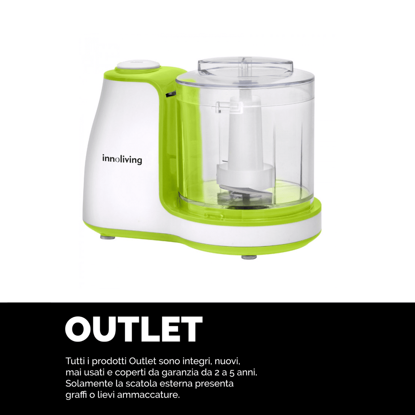 Tritatutto Orizzontale compatto 500ml lame acciaio INOX, Innoliving INN-717