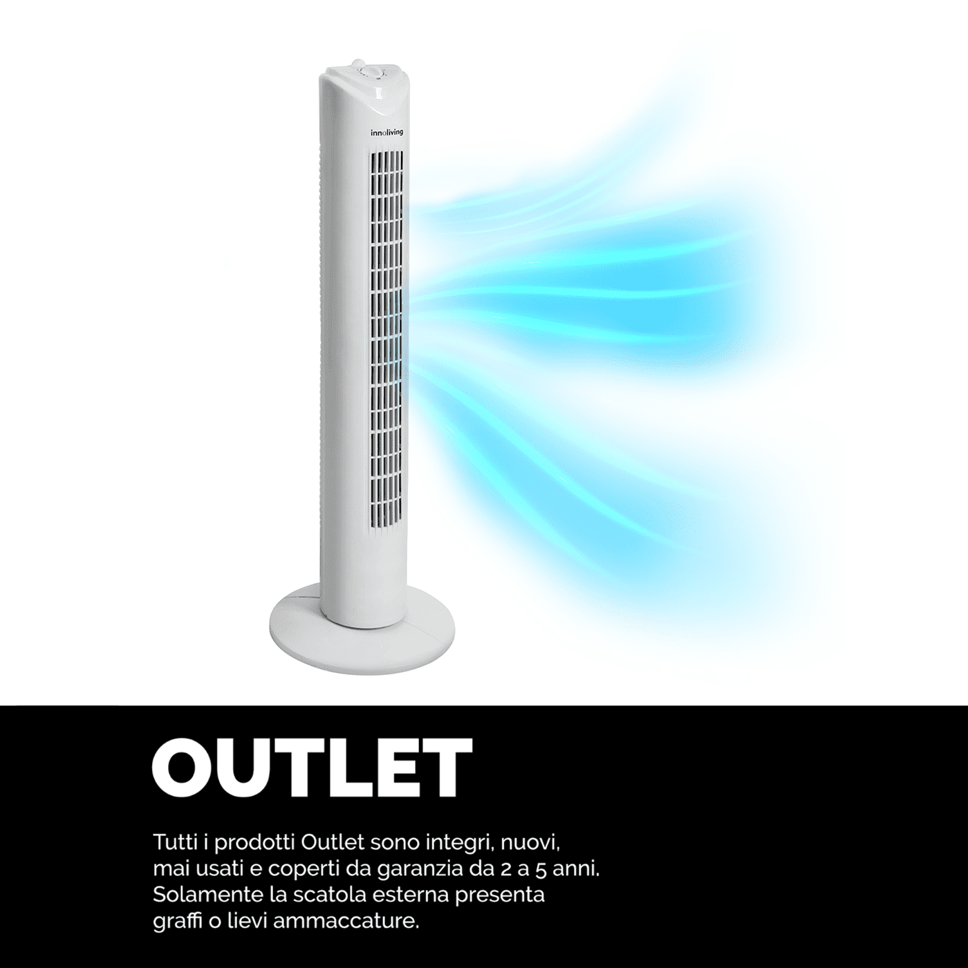 Ventilatore a torretta 3 velocità oscillazione automatica 45W, Innoliving INN-504