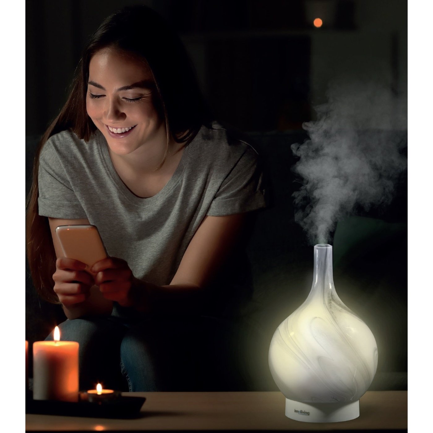 Diffusore d'aroma ad ultrasuoni in vetro rilassante 150ml, Innoliving INN-773