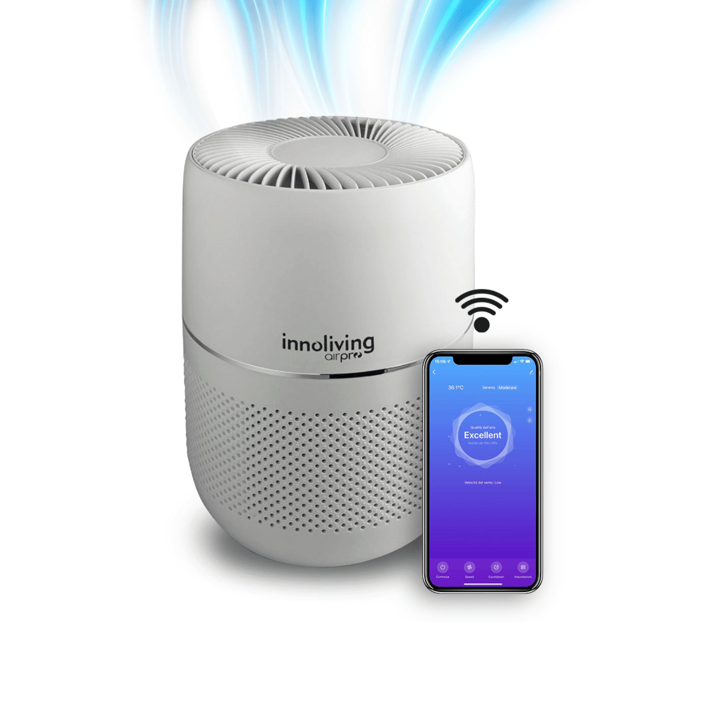 Air purifier Ercole Plus HEPA and negative ion filter Smart Wi fi