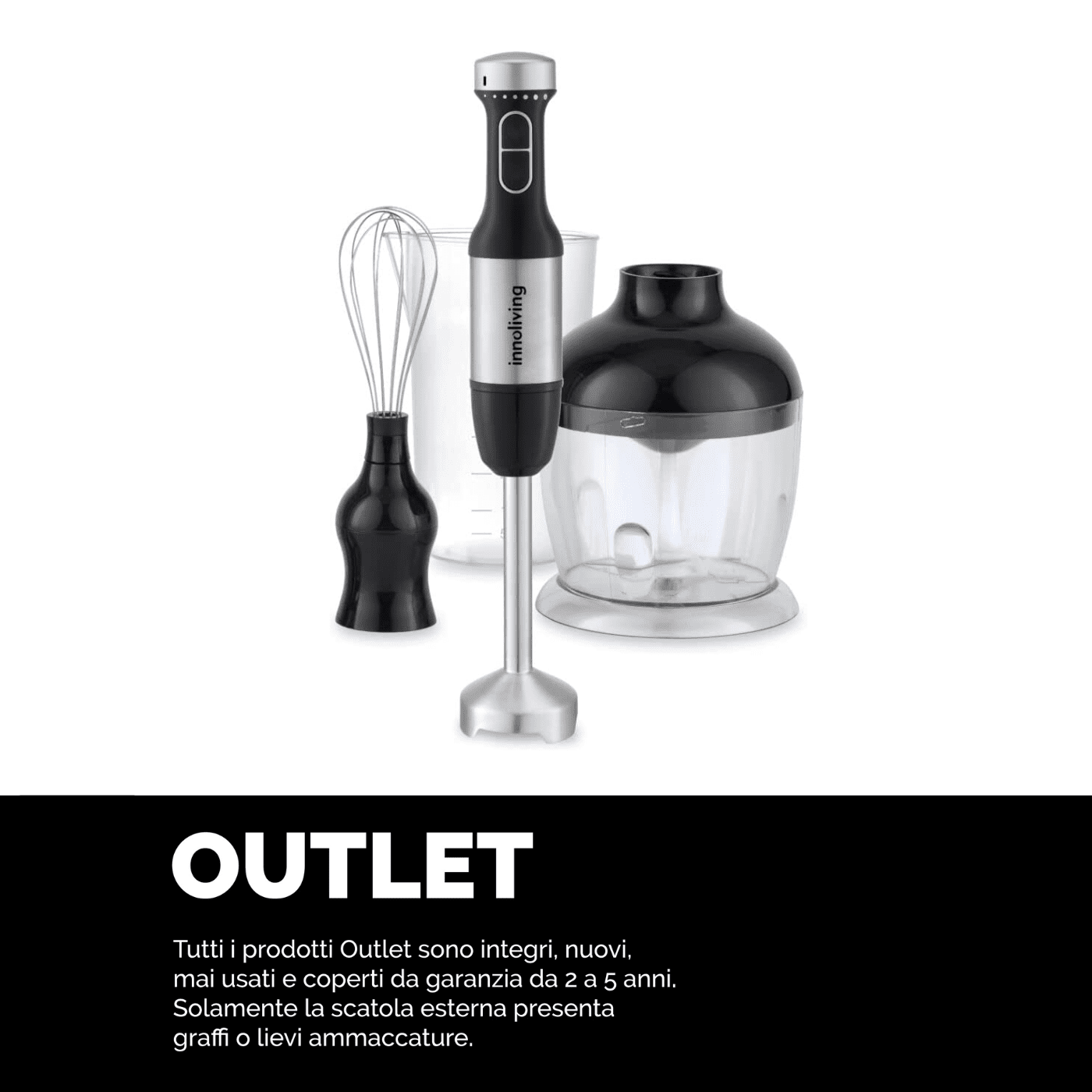 Frullatore ad Immersione 3in1 Kit, 700W, Accessori in Acciaio Inossidabile, Innoliving INN-698