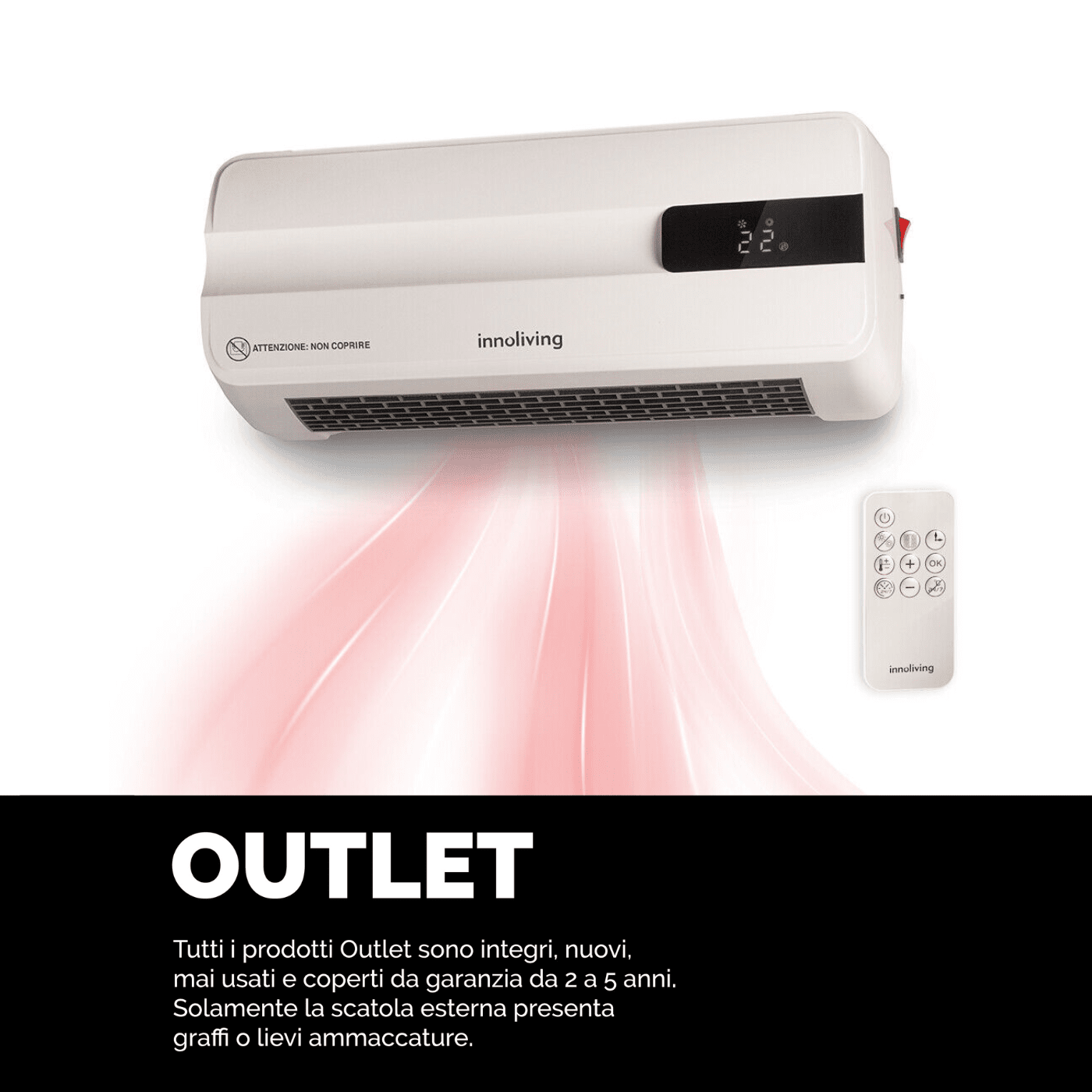 Termoventilatore PTC a parete potenza 2000W, INN-581 Innoliving