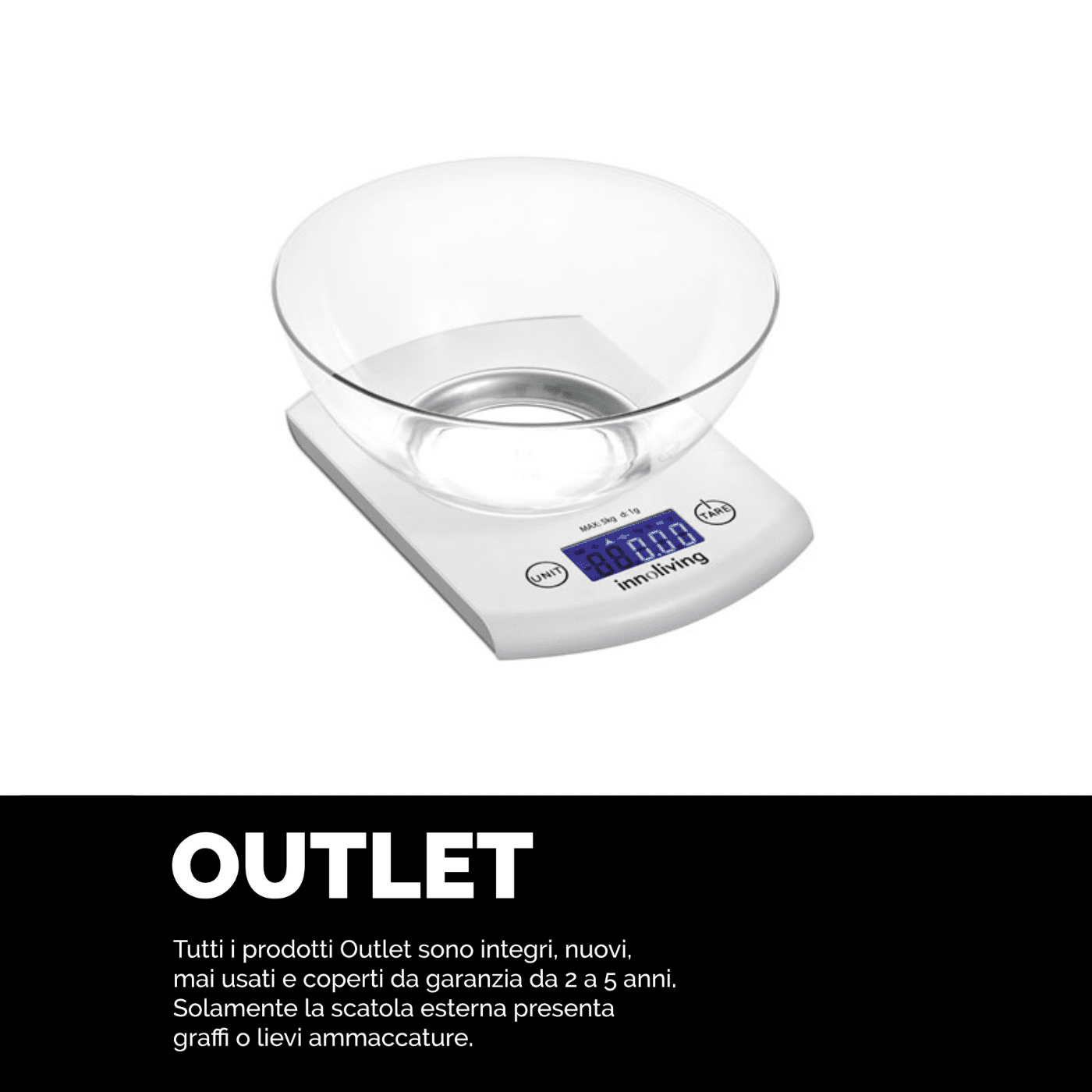 Bilancia digitale da cucina con ciotola, Innoliving INN-131