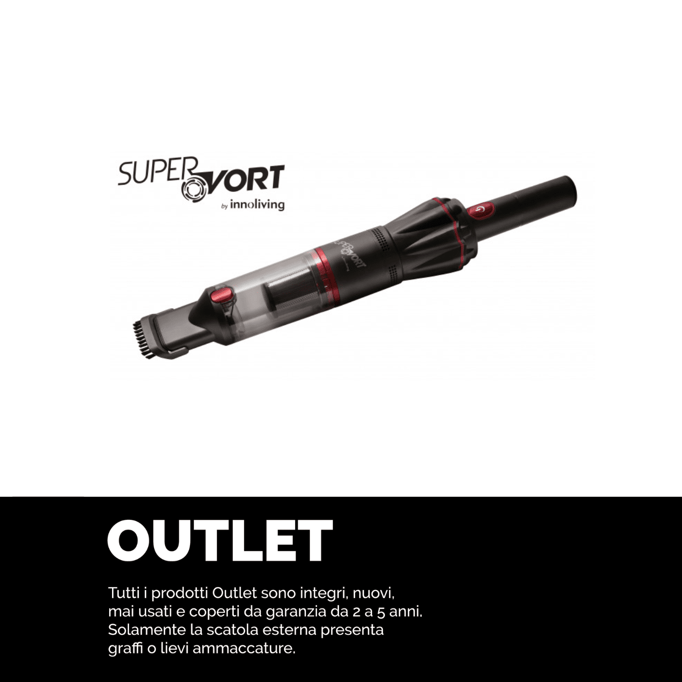 Aspiratore Wireless Ciclonico Supervort Executive Kit Black, Innoliving INN-657