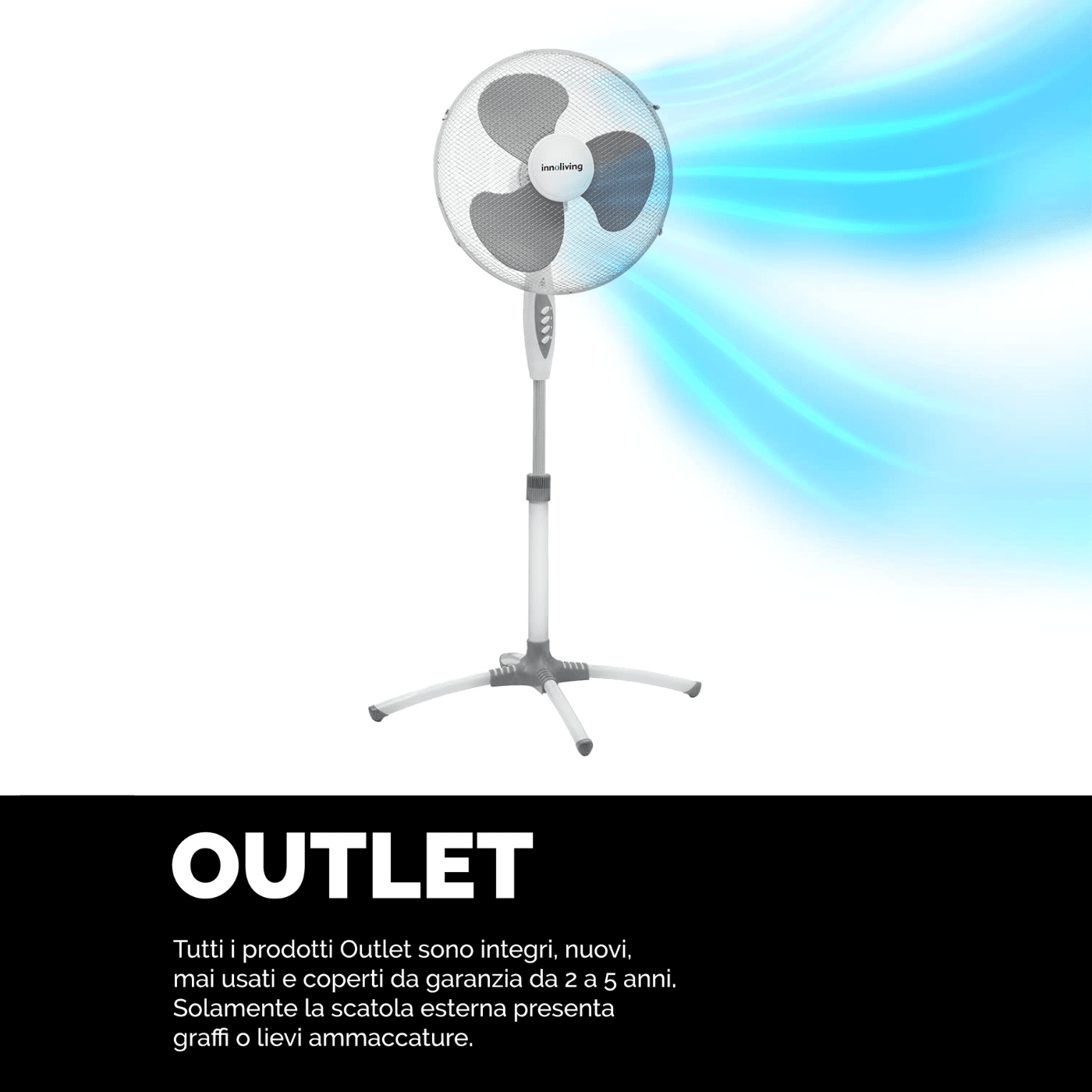 Ventilatore da pavimento con piedistallo piantana 40cm INN-503 Innoliving