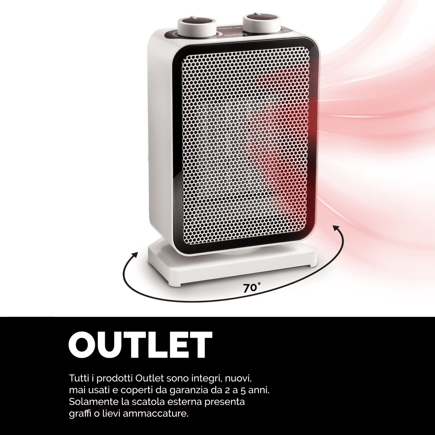 Termoventilatore Regolabile con Rotazione Automatica, Innoliving INN-579