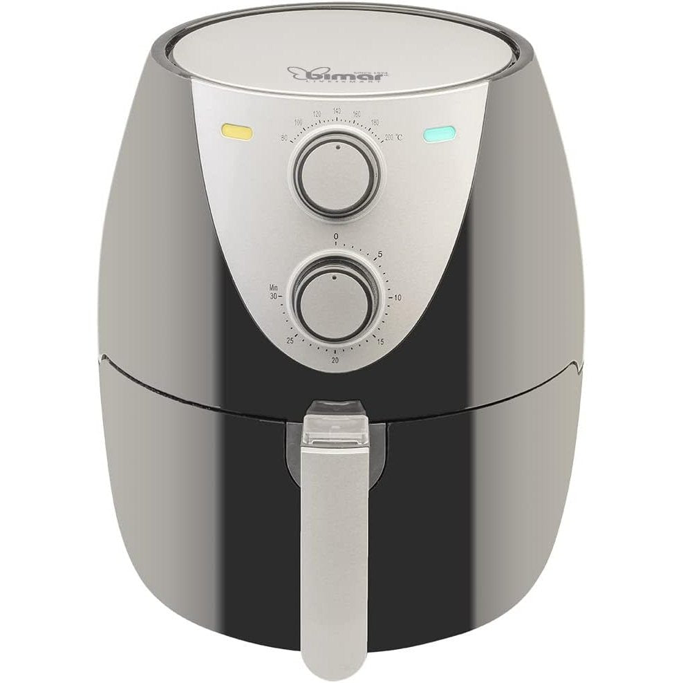 BIMAR Friggitrice ad aria, Friggitrice aria, Frittura senza olio, Air Fryer, Spegnimento automatico, Cestello estraibile, 80°-200°C, Design compatto (3,7 litri)