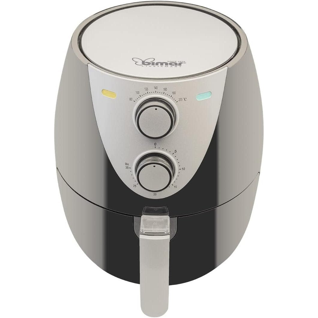 BIMAR Friggitrice ad aria, Friggitrice aria, Frittura senza olio, Air Fryer, Spegnimento automatico, Cestello estraibile, 80°-200°C, Design compatto (3,7 litri)