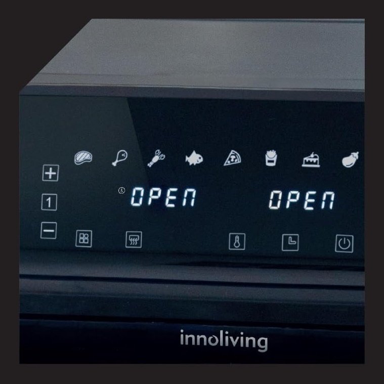 Innoliving Friggitrice ad Aria INN-798 Doppio Cestello 2700W, da 8 Litri, 2 Griglie, TouchScreen Intelligente, Cottura Sincronizzata o Separata, Finestre di Controllo Trasparenti, Piedini Antiscivolo