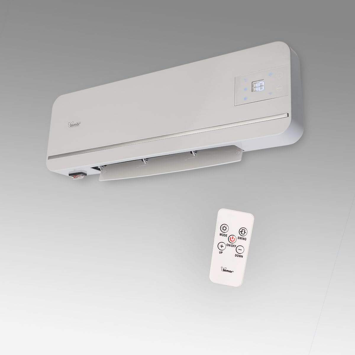Bimar HP131 Termoventilatore a Parete Wi-Fi, Eroga Potenza in Base alla Temperatura Ambiente. Termoventilatore con Telecomando, App, Controllo Vocale, Programmatore e Oscillazione Automatica