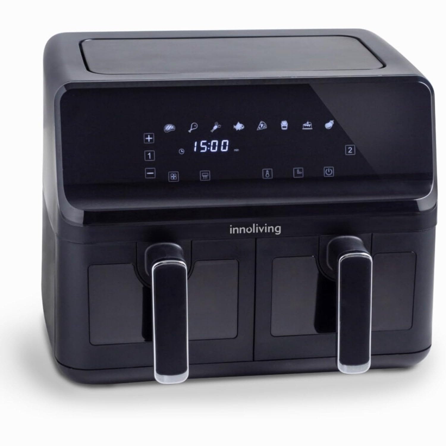 Innoliving Friggitrice Ad Aria Doppio Cestello 8L – 2700W – Touch Screen Con 6 Programmi – Cottura Sincronizzata