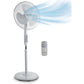 Innoliving Ventilatore a Piantana INN-503ROUNDR con Telecomando, Griglia Mesh, Diametro 40 cm, 3 Velocità, Oscillazione, Altezza Regolabile, Base Rotonda Con Telecomando