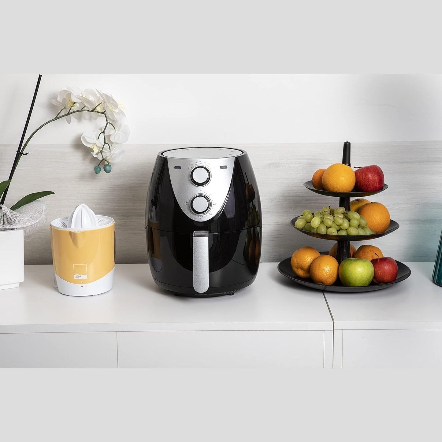 BIMAR Friggitrice ad aria, Friggitrice aria, Frittura senza olio, Air Fryer, Spegnimento automatico, Cestello estraibile, 80°-200°C, Design compatto (3,7 litri)