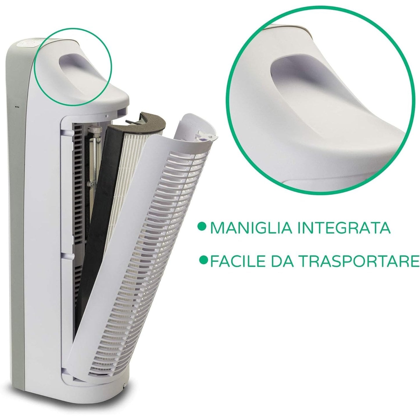 Bimar PA100 Purificatore Aria con Filtro HEPA Alta Filtrazione a Carboni Attivi e Lampada UV. Purificatore Aria Elimina Batteri, Odori, Allergie, Pollini, Fumo per Casa o Ufficio