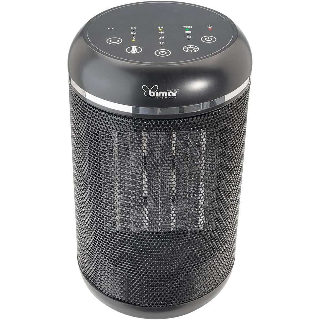 Bimar HP127 Stufa Elettrica Basso Consumo Stufetta Elettrica da Bagno Scaldabagno Elettrico Termoventilatore Scaldino da Bagno, Resistenza Ceramica PTC a Basso Consumo, Termostato Regolabile Timer 8h