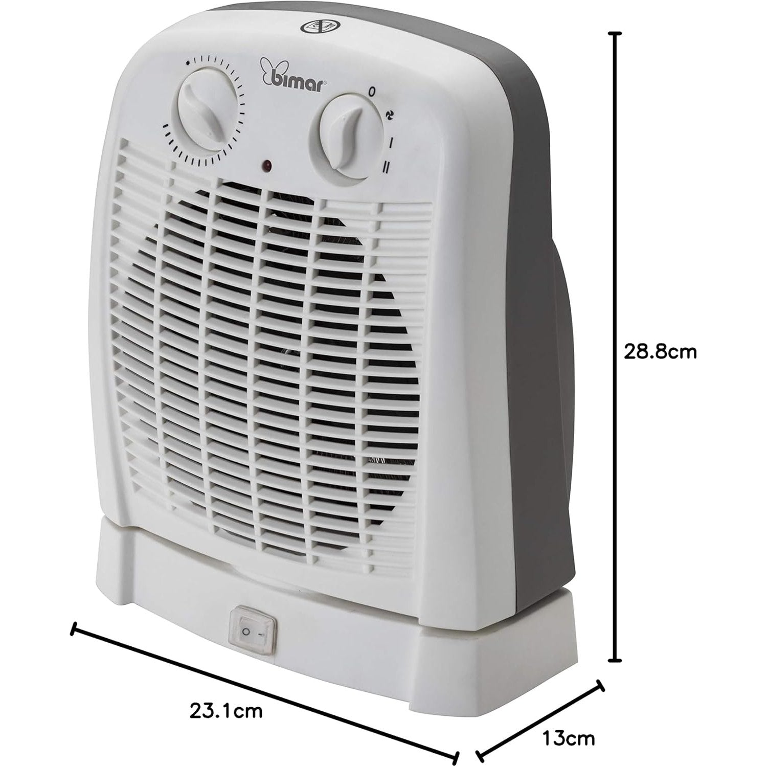 bimar HF195 Stufa elettrica Termoventilatore Elettrico da 2000W a Basso Consumo con Termostato Regolabile e Oscillazione Destra Sinistra, Corpo in Plastica con Maniglia Integrata