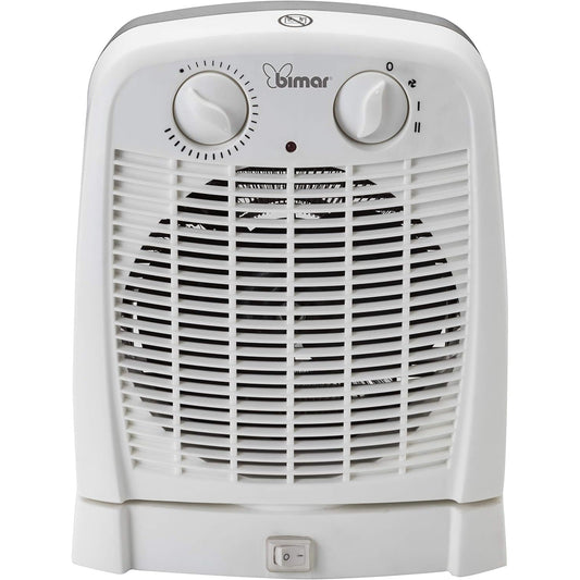 bimar HF195 Stufa elettrica Termoventilatore Elettrico da 2000W a Basso Consumo con Termostato Regolabile e Oscillazione Destra Sinistra, Corpo in Plastica con Maniglia Integrata