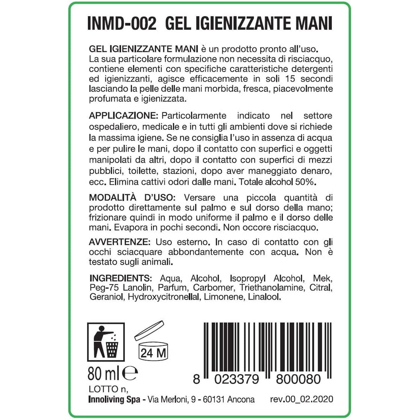 Kit 6 confezioni Gel Igienizzante mani 80ml INMD-002 Innoliving