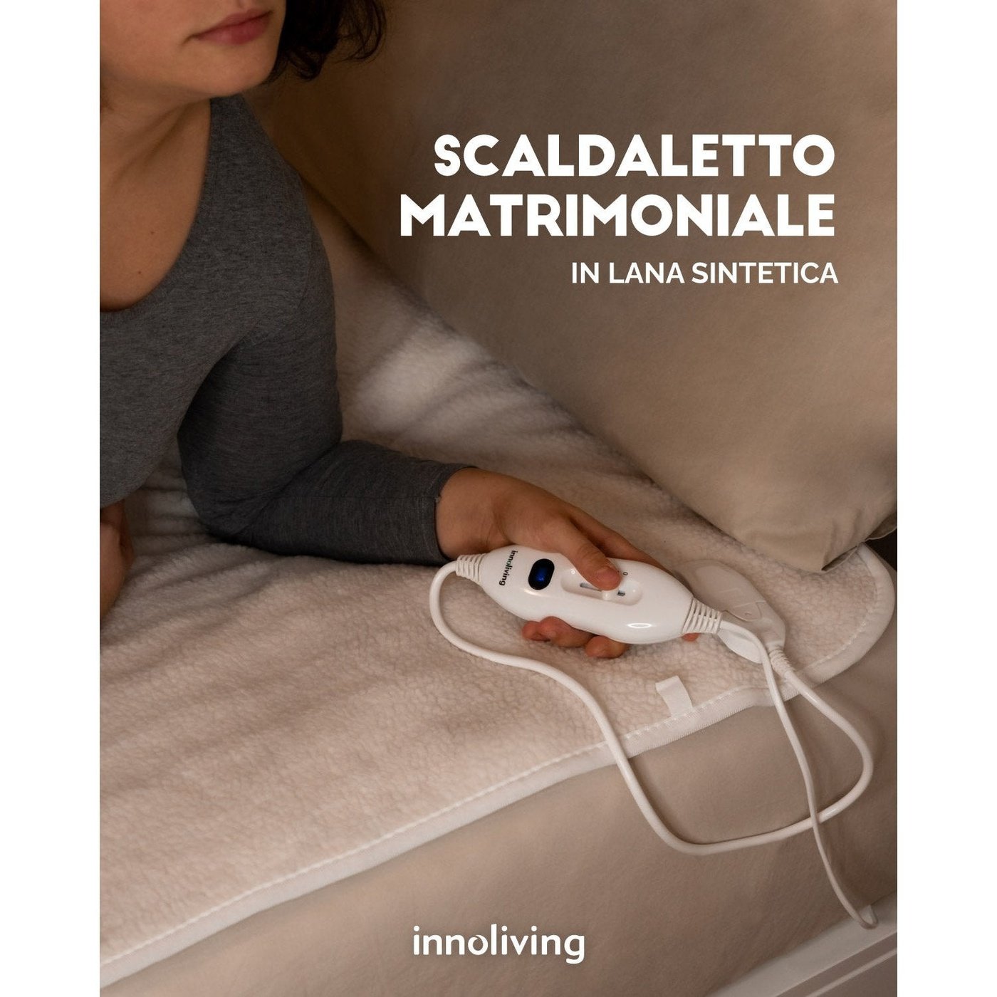 Scaldaletto Matrimoniale Lana sintetica 160x140cm 3 temperature, Innoliving INN-064