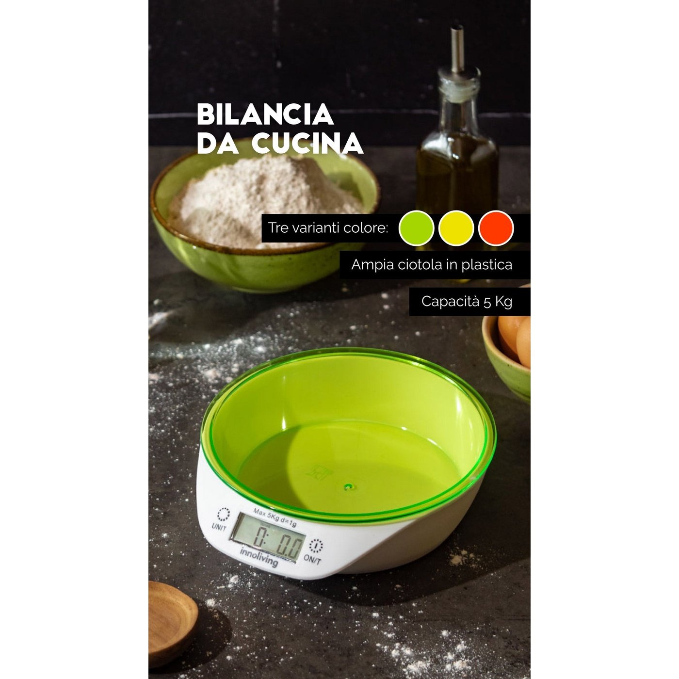 Bilancia da cucina con ciotola, Innoliving INN-133