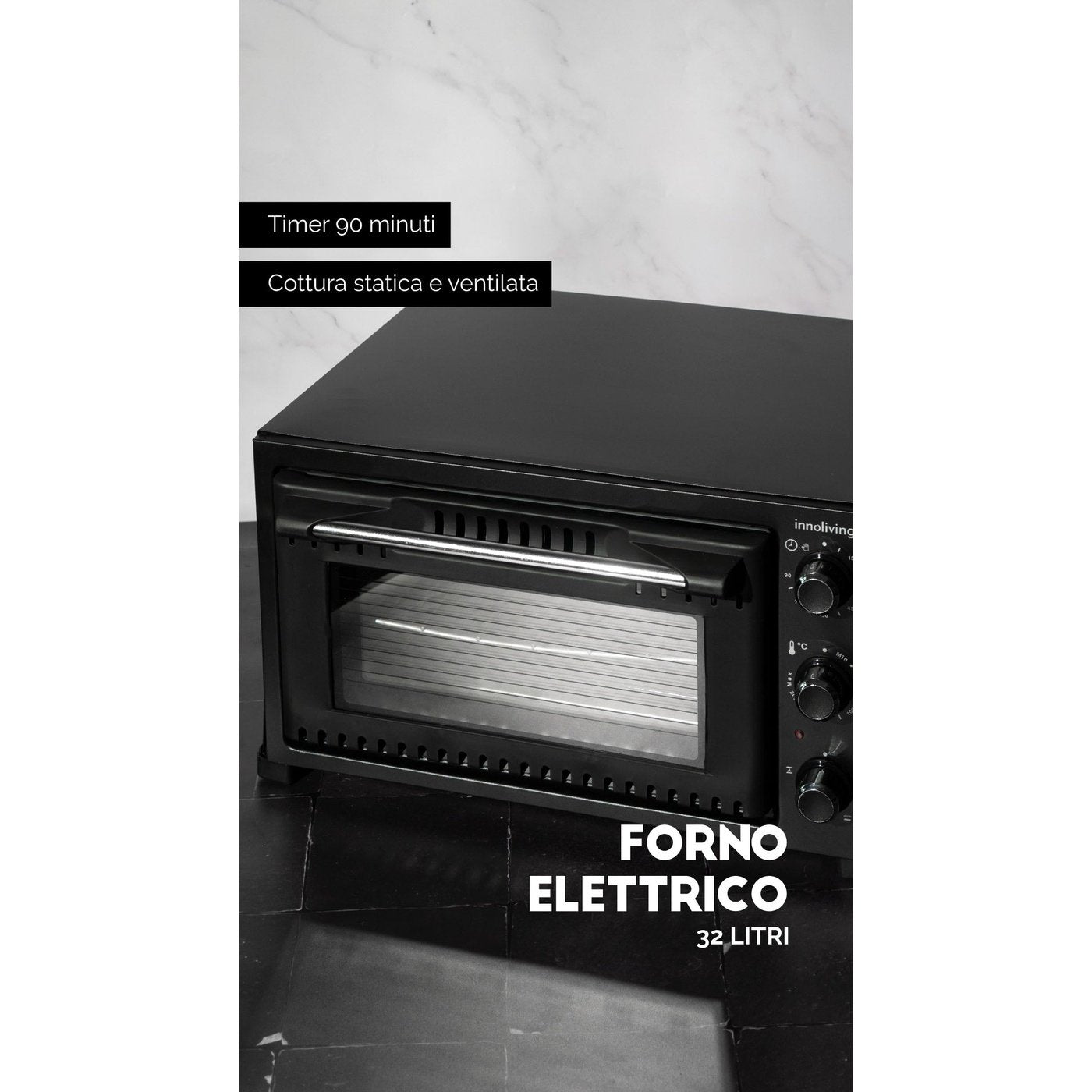 Electric convection oven 32 liters with timer trays and internal light, Innoliving INN-794