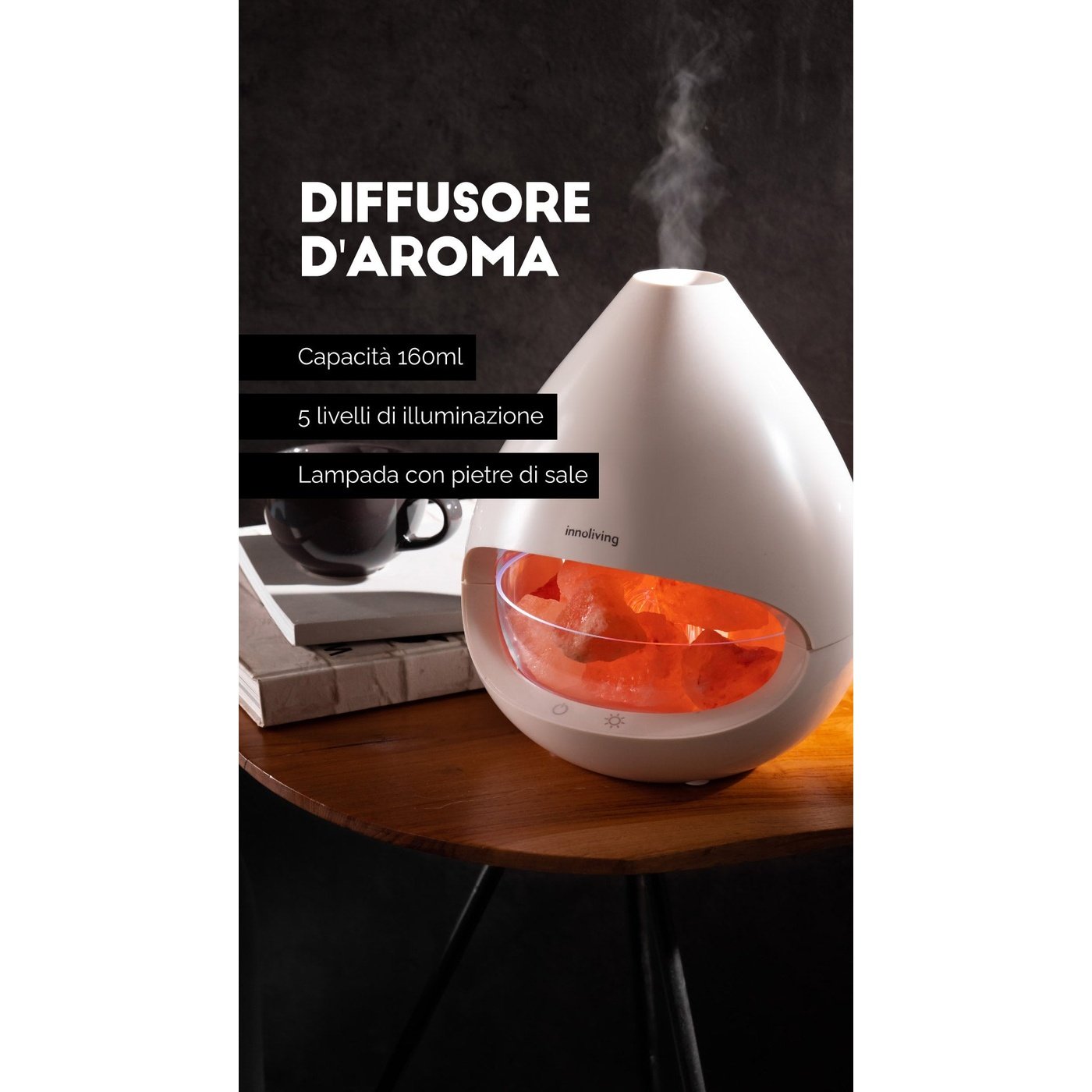 2in1 Aroma Diffuser with relaxing salt, Innoliving INN-775